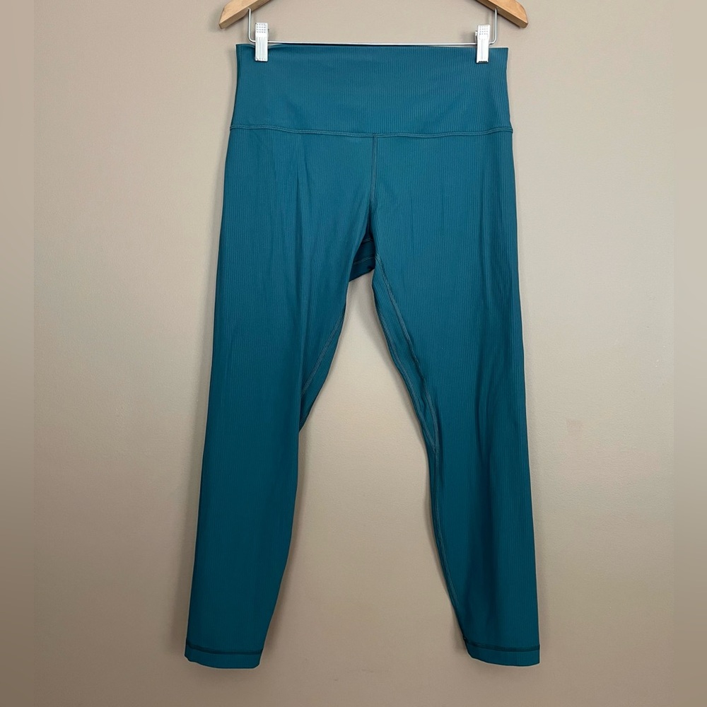 {Lululemon} Align Ribbed High-Rise Pant 25" Leggings in Green Jasper - Womens 12